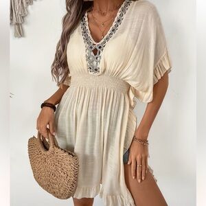 NWT Cream V-Neck Dress Cover up